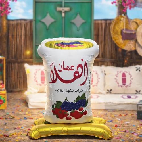 مجسم عملاق أهلا عمان من بالون الألمنيوم - المقاس ارتفاع 107  سم العرض 72  سم 