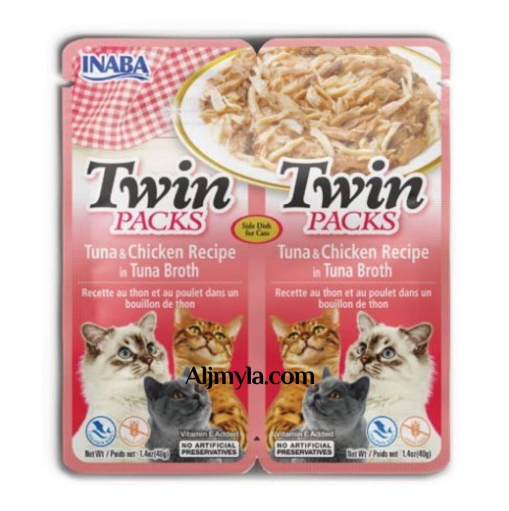 اينابا مكافئة قطط مزدوجة التونة والدجاج في مرق التونة مكافآت قطط INABA Twin Packs Tuna & Chicken Recipe in Tuna Broth 40gx2