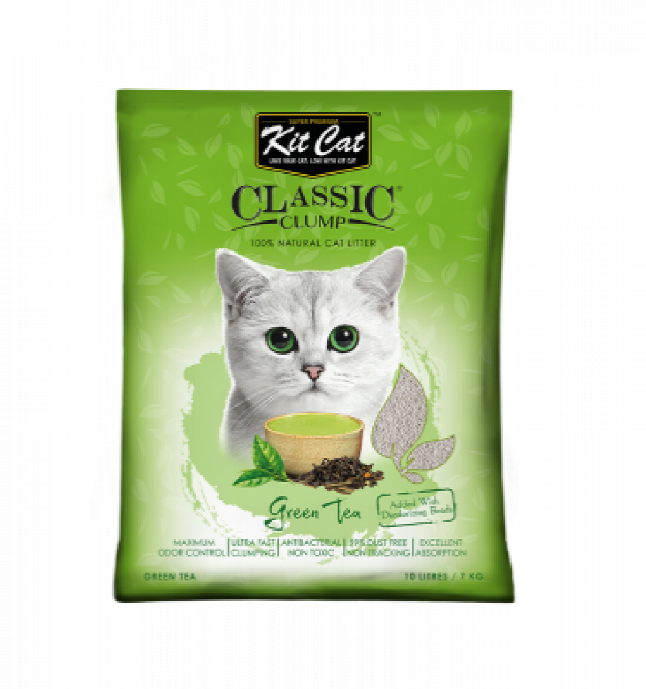 كت كات رمل كلاسيك للقطط برائحة الشاي الاخضر Kit Cat Classic Clump Green Tea Cat Litter