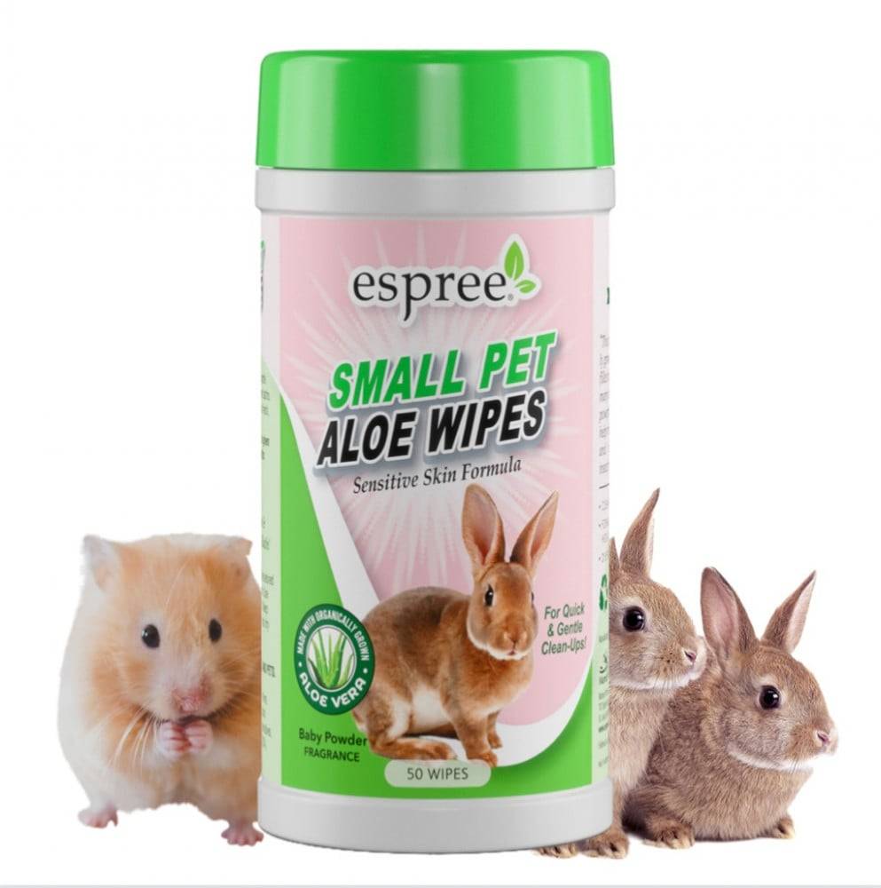 اسبري مناديل رطبة للحيوانات الصغيرة برائحة بودرة الاطفال50 منديل Espree Small Pet Aloe Wipes Sensitive Skin Baby Powder-50wipes