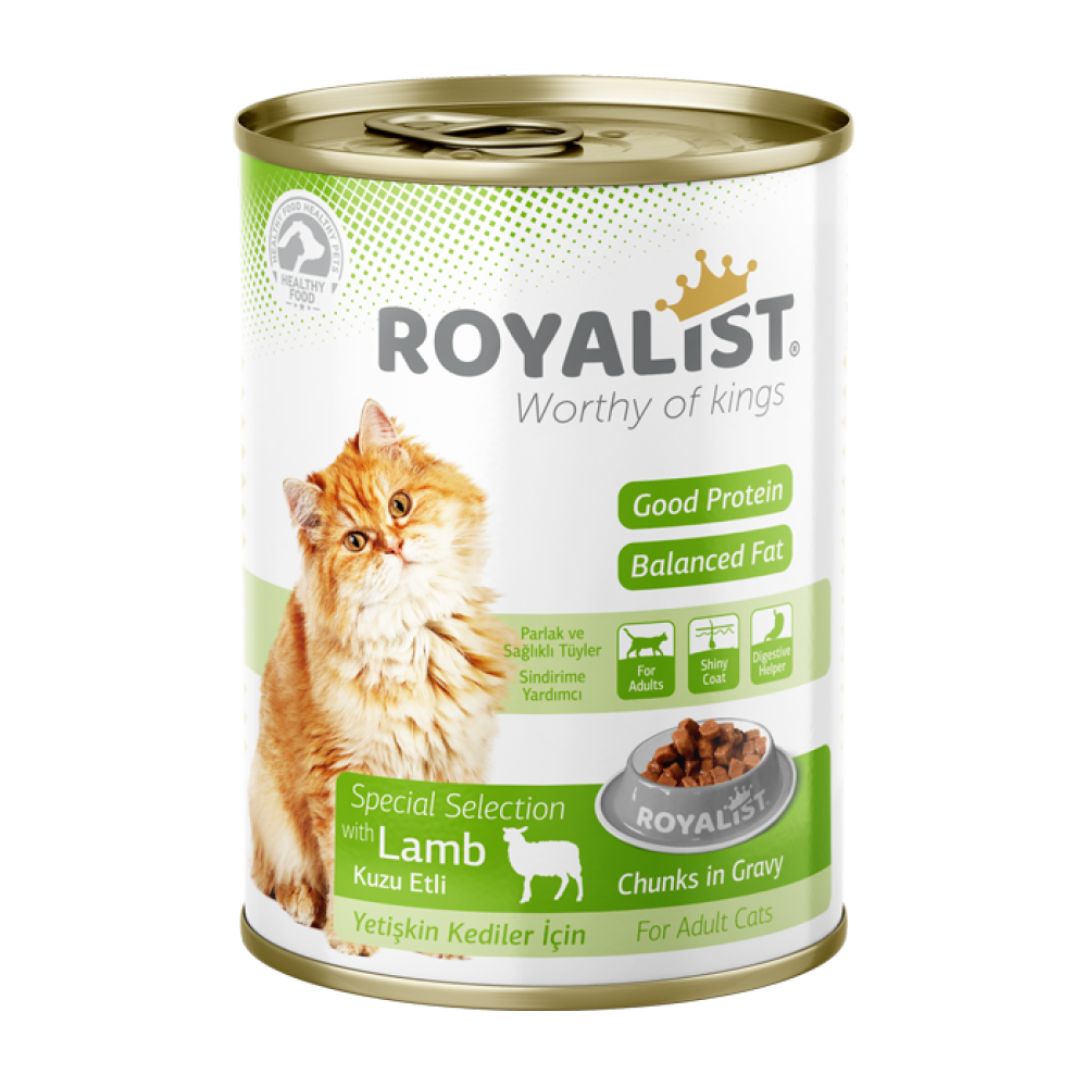 روياليست طعام رطب للقطط البالغة نكهة لحم الضأن في المرق Royalist Adult Cat Lamp Chunks in Gravy 400g