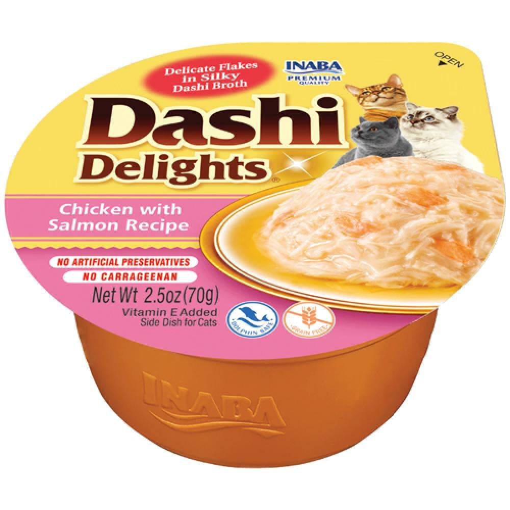 اينابا داشي ديلايت اكواب الدجاج مع السالمون 70غ INABA Dashi Delight Cups Chicken with Salmon Recipe 70g
