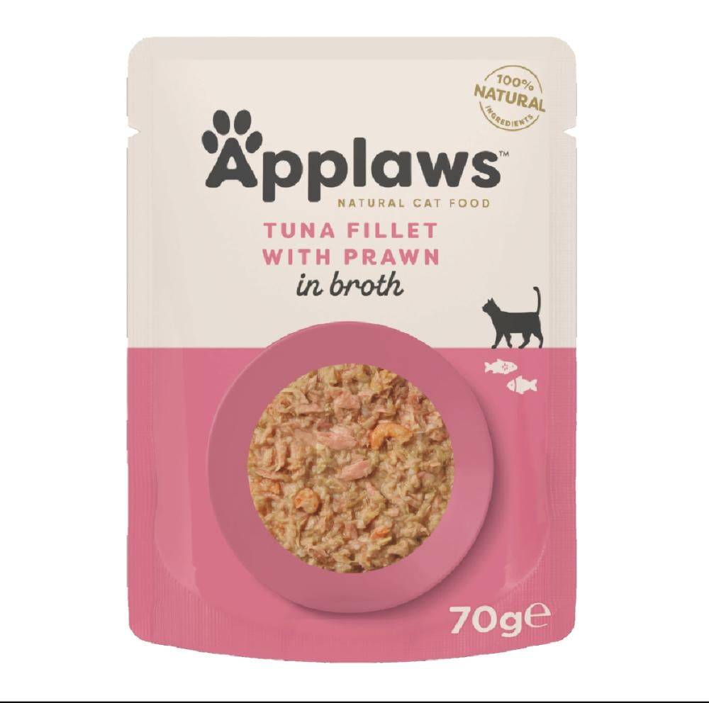 ابلاوز اظرف التونة مع الجمبري بالمرق Applaws Cat Pouch Tuna Fillet with Prawn in Broth