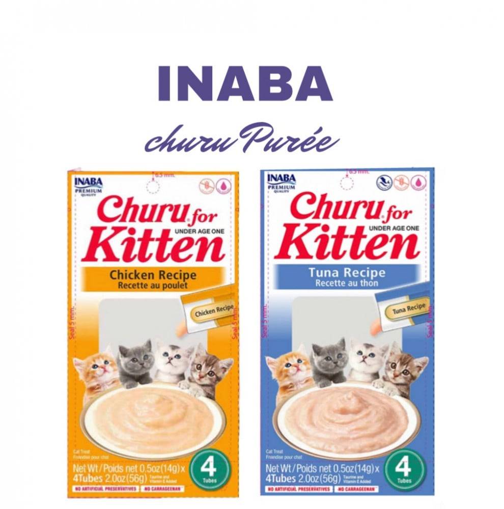 اينابا تشورو مكافآت رطبة للقطط الصغيرة تونا أو دجاج 14x4غ INABA Churu For Kitten with Tuna & Chicken 4x14g