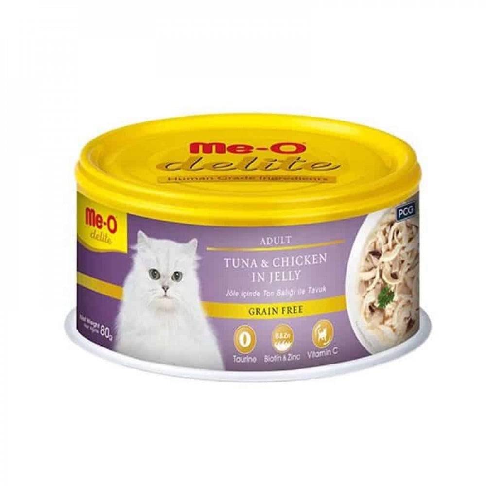 مي أو - معلبات التونه والدجاج في الجيلي للقطط البالغة Me-O Delite Tuna and Chicken in Jelly