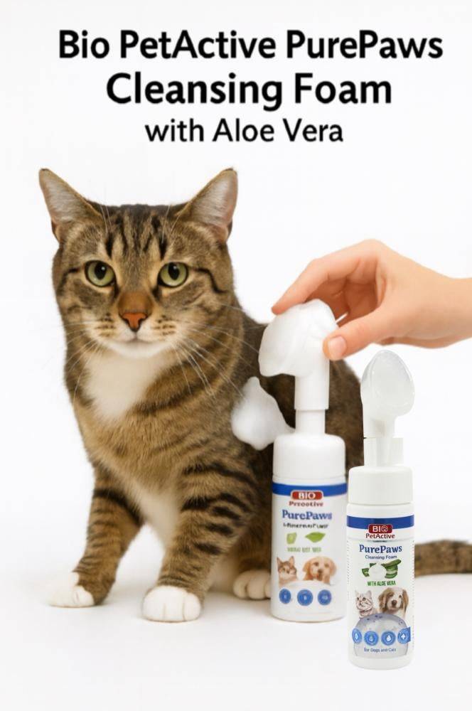 Bio PetActive PurePaws Cleansing Foam 150ml بايو بيت أكتيف رغوة تنظيف بالصبار للعناية اليومية 150 مل
