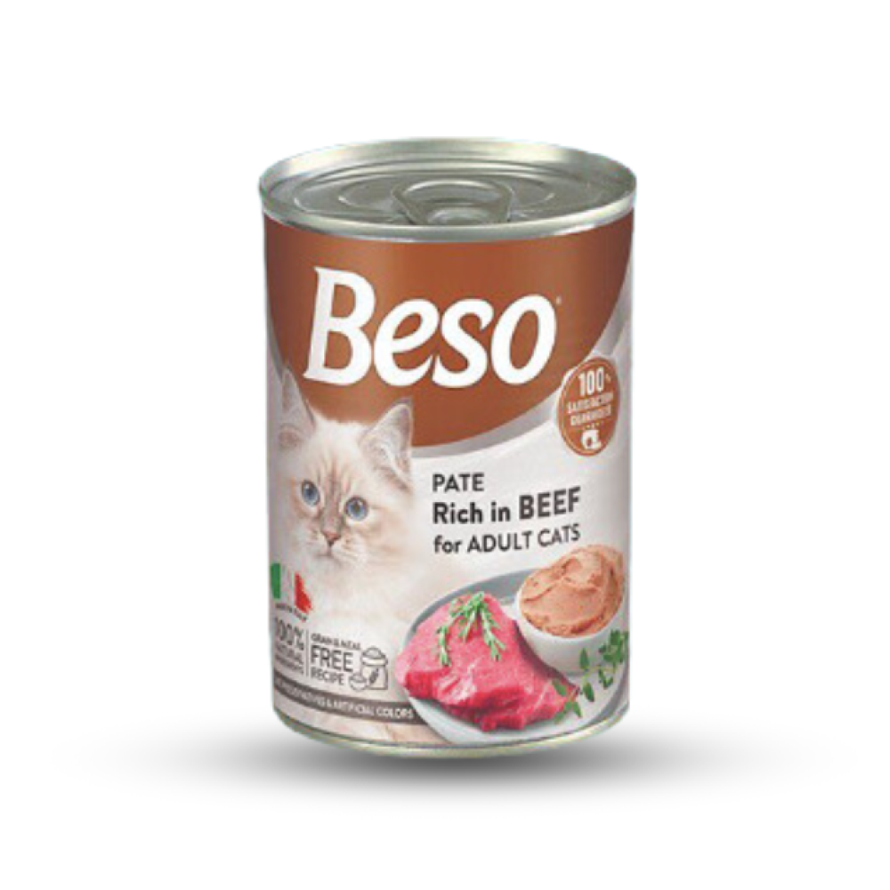 بيسو معلبات باتيه اللحم طعام رطب للقطط البالغة 400 جرام Beso Pate Rich in Beef for Adult Cats