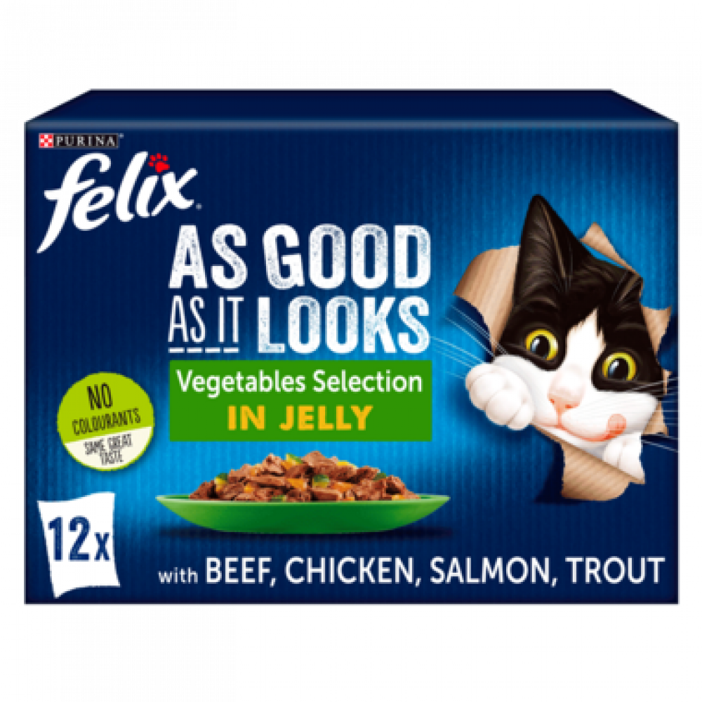بيورينا فيليكس مجموعة وجبات مختارة من الخضار 12 ظرف × 1كغ PURINA Felix Doubly Delicious Vegetables Selection In Jelly 12 Pouch × 1kg