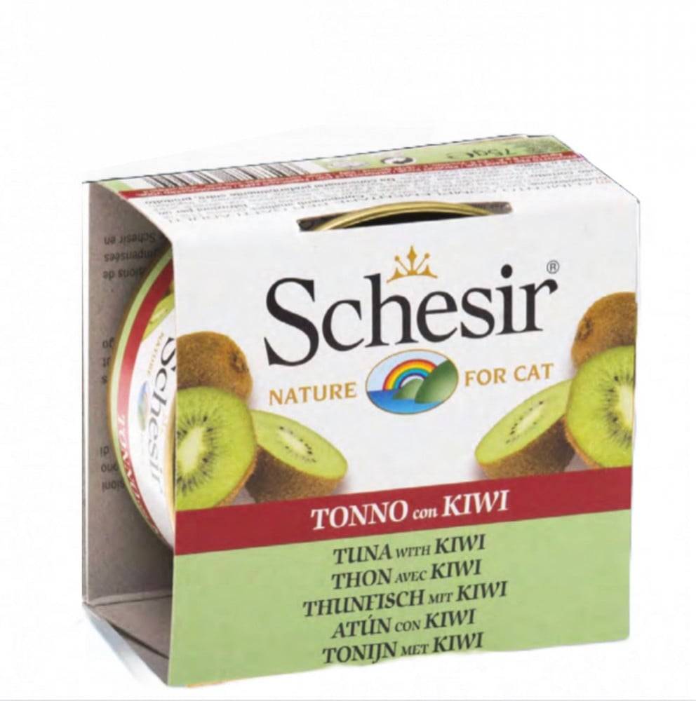 شيزر معلبات التونه مع الكيوي بالجيلي (طعام رطب للقطط البالغة) Schesir Tuna with Kiwi Fruit in Jelly