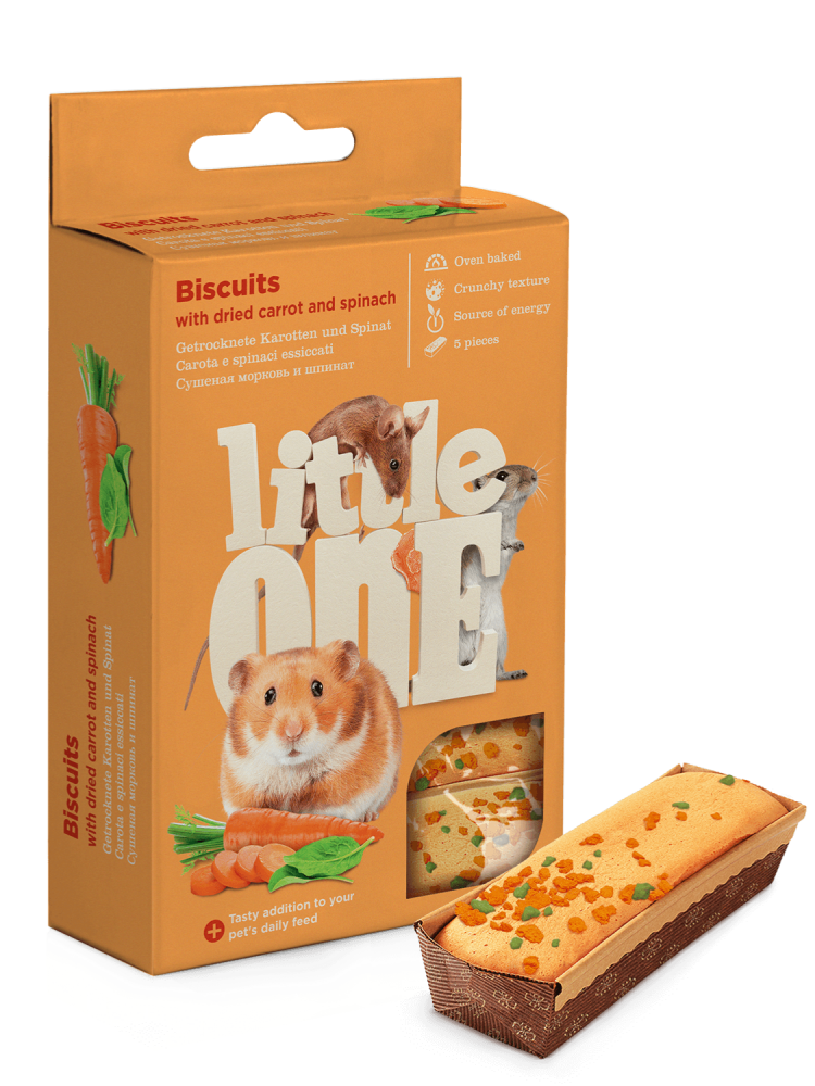 ليتل ون بسكويت الجزر والسبانخ للهامستر والأرانب Little One Biscuits Carrot with Spinach for Small Animals