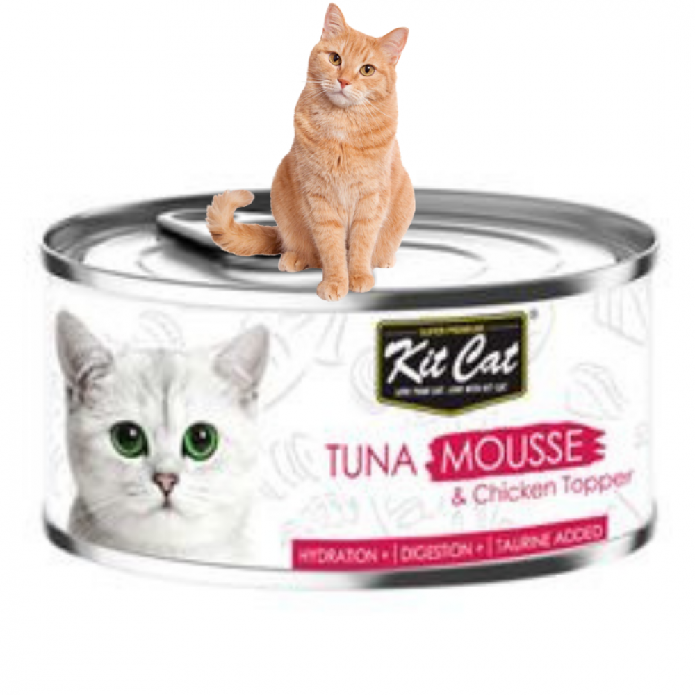 كت كات معلبات مهروس التونا مع الدجاج 80 غ Kit Cat Tuna Mousse with Chicken Toppers 80g