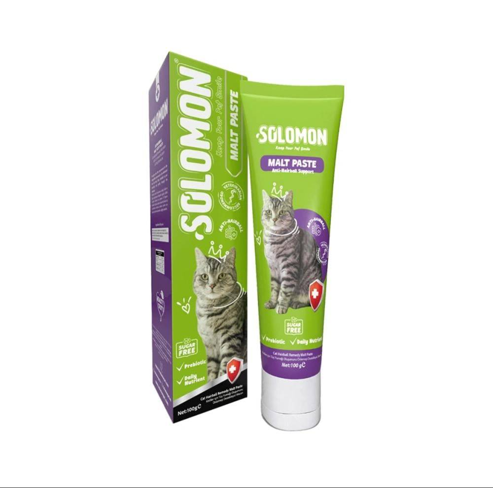 معجون الشعير لمنع تكون كرات الشعر في الجهاز الهضمي - معجون القطط SOLOMON Cat iHairball Remedy Malt Paste