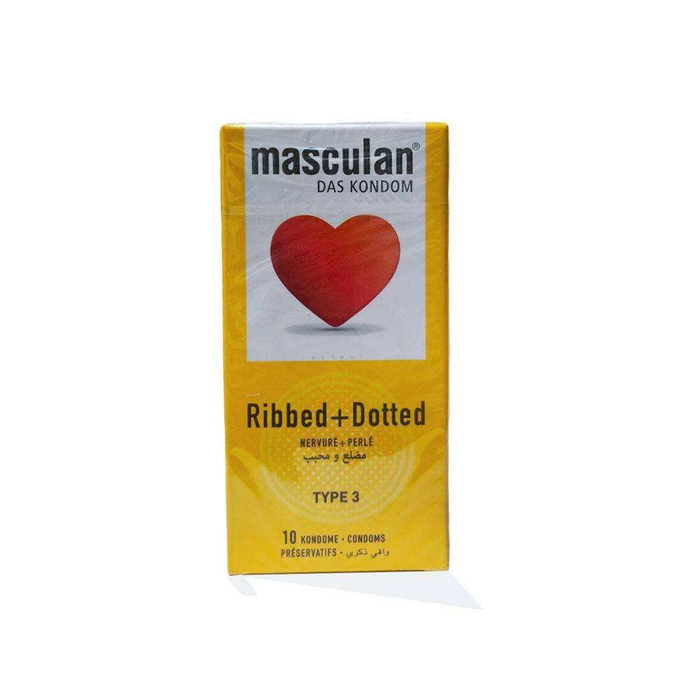 Masculan Ribbed Condoms - 10 Pieces