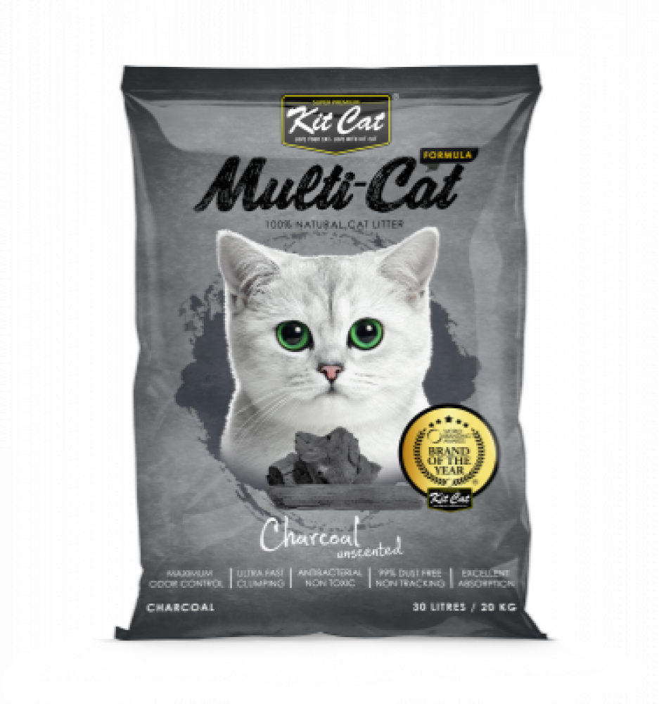 كت كات رمل الفحم لجميع انواع القطط رمل خالي من المعطرات Kit Cat MultiCat Charcoal - Cat Litter
