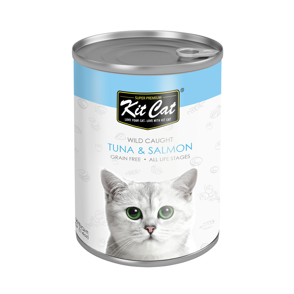 كت كات معلبات سمك التونة مع السالمون (طعام رطب للقطط الصغيرة والبالغة) Kit Cat Tuna & Salmon
