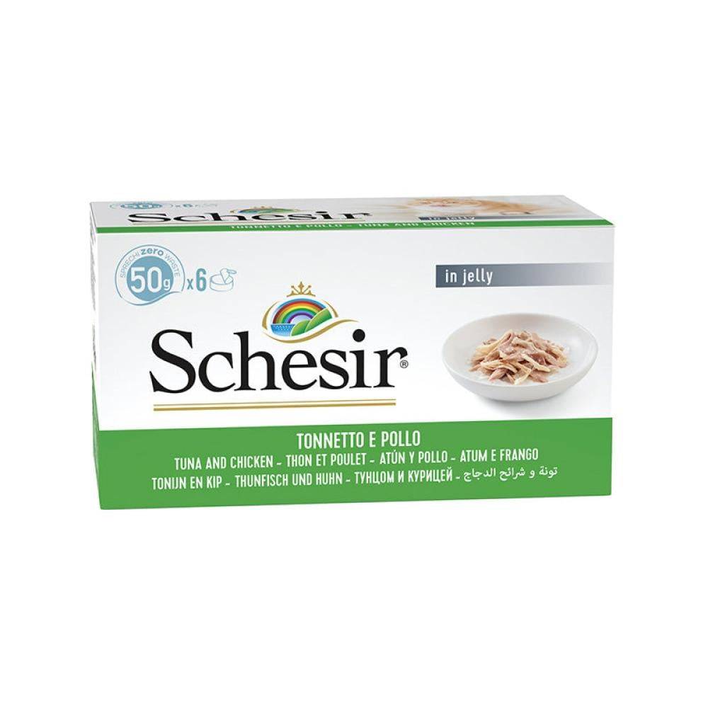 شيزر معلبات التونه مع فيليه الدجاج في الجيلي 6x50 عبوات متعددة Schesir Tuna and Chicken fillet in Jelly 6×50g MultiPack