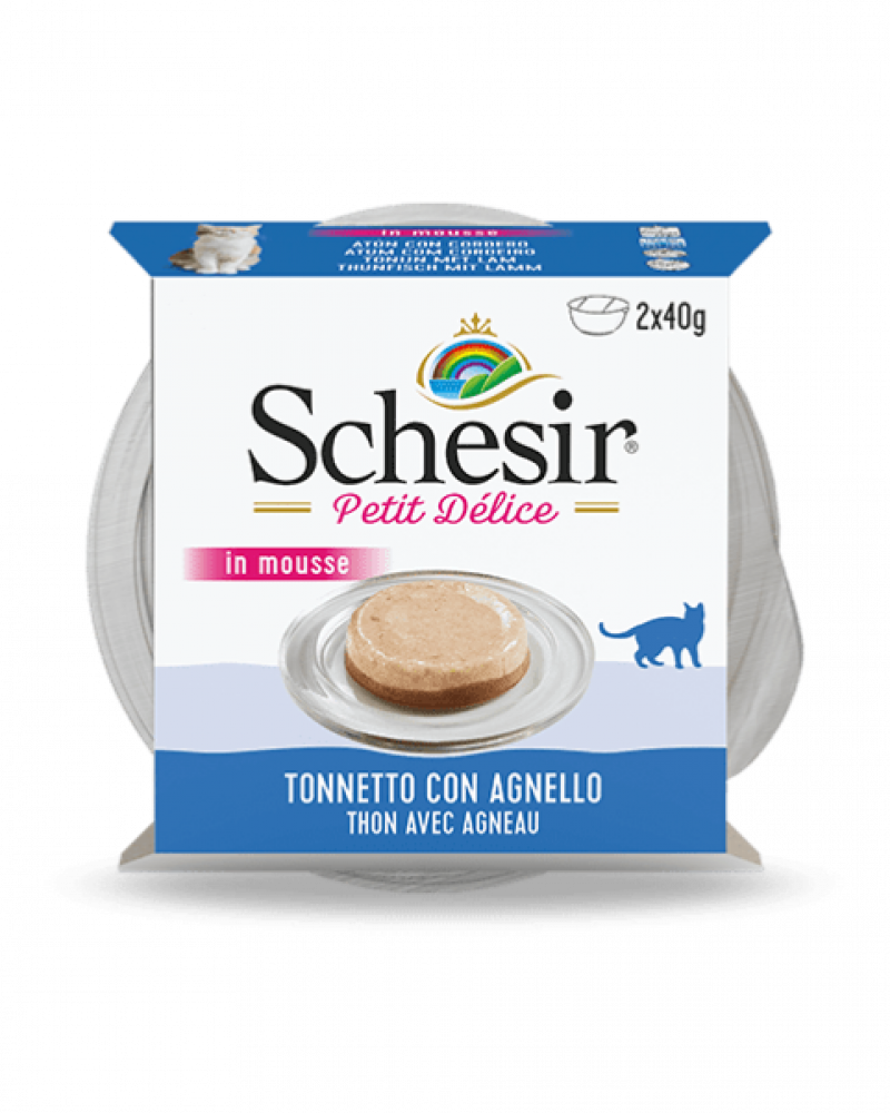 شيزر صحن سمك التونة مع لحم الضأن في الموس 2x40 غ Schesir Petit Delice in Mousse Tuna & Lamp 2x40 g