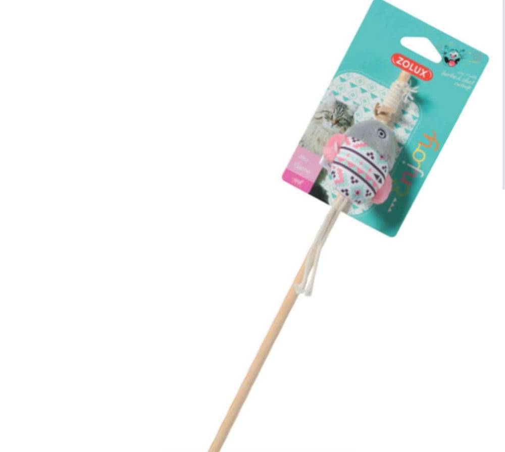 زولوكس لعبة الكاتنيب سنارة شكل سمكة رمادي Zolux Cat Toy Rod Fish Gray