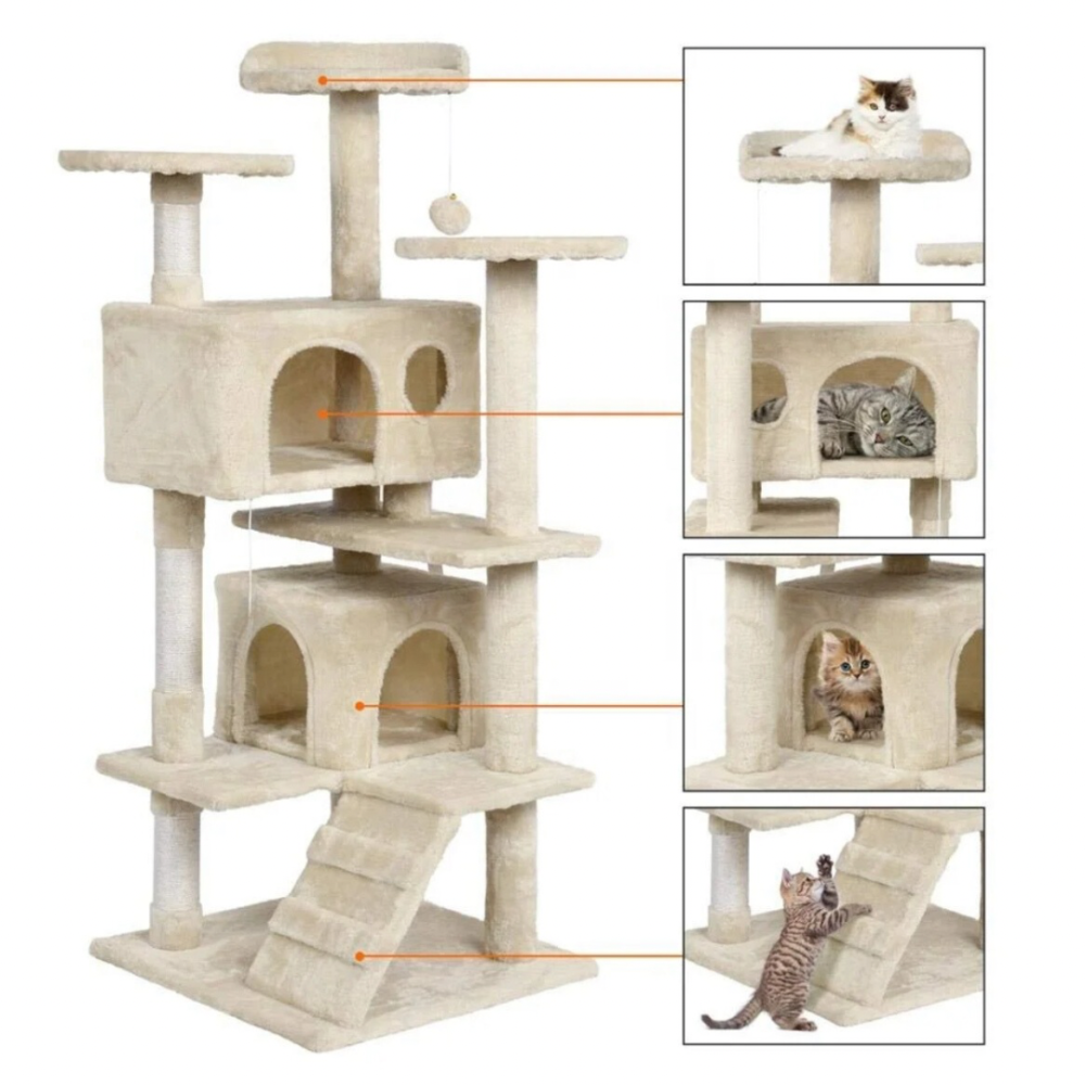 Cat scratcher - large size with two cages and three circular pads