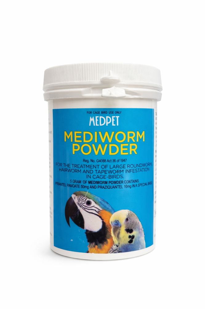 ميدي وورم بودرة لعلاج ديدان طيور الأقفاص – Mediworm Powder for Cage Birds by Medpet