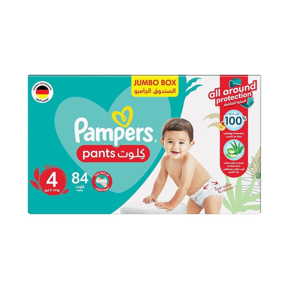 Pampers Baby Diapers, 9-14 kg, Size 4, Jumbo Box - 84 Diapers