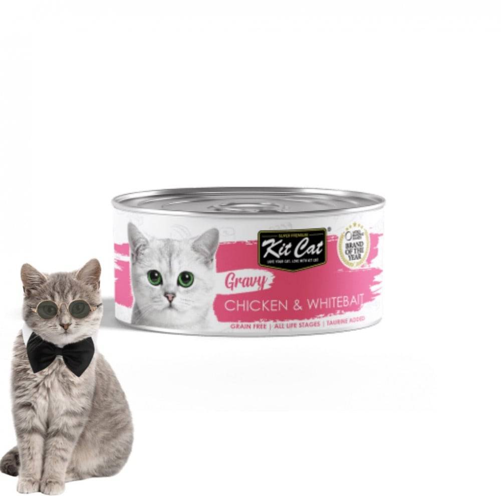 كت كات معلبات الدجاج و صغار السمك بالمرق 70غ - Kit Cat Gravy Chicken with Whitebait 70g