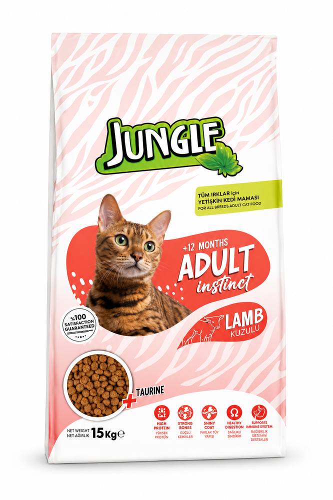 Jungle Adult Dry Cat Food - Premium Lamb (15kg)