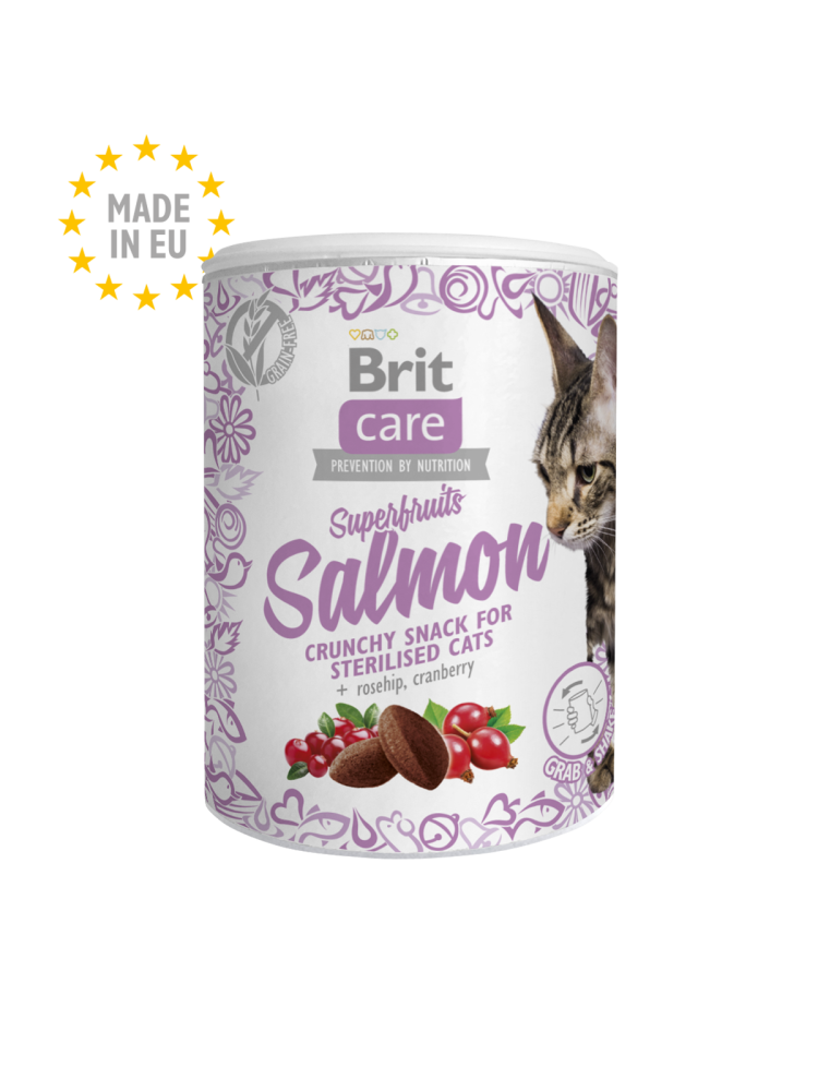 Brit Care Superfruits Salmon Crunchy Snack For Sterilised Cat