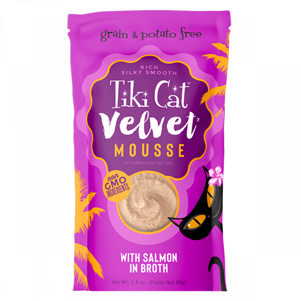 تيكي كات فيلفت اظرف رطبة موس السالمون بالمرق 80غ Tiki Cat Velvet Mousse Salmon in Broth 80g