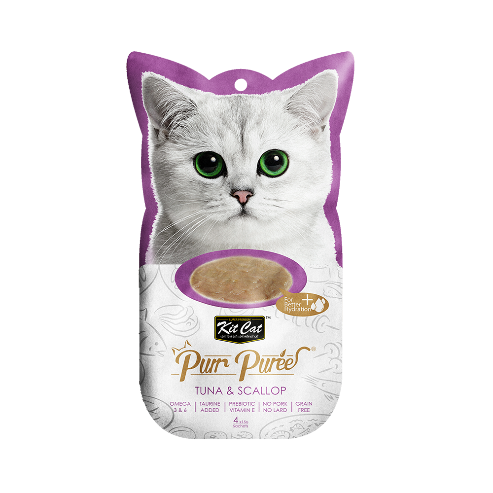 مكافآت قطط كت كات هريسة التونا والمحار الطازج Kit Cat Purr Puree Tuna & Scallop