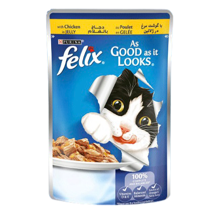 PURINA FELIX Chicken in Jelly بيورينا فيليكس اظرف الدجاج بالجلي للقطط البالغة والمعقمة