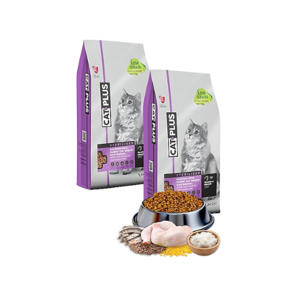 كات بلس اكل قطط معقم بالدجاج والأنشوفه CAT PLUS Sterilised