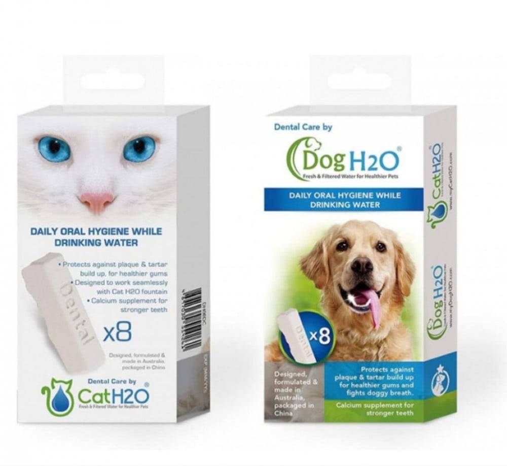 أقراص نافورة CatH2O & DogH2O للعناية اليومية بنظافة اسنان القطط Dental Care By CatH2O & DogH2O - 8PK