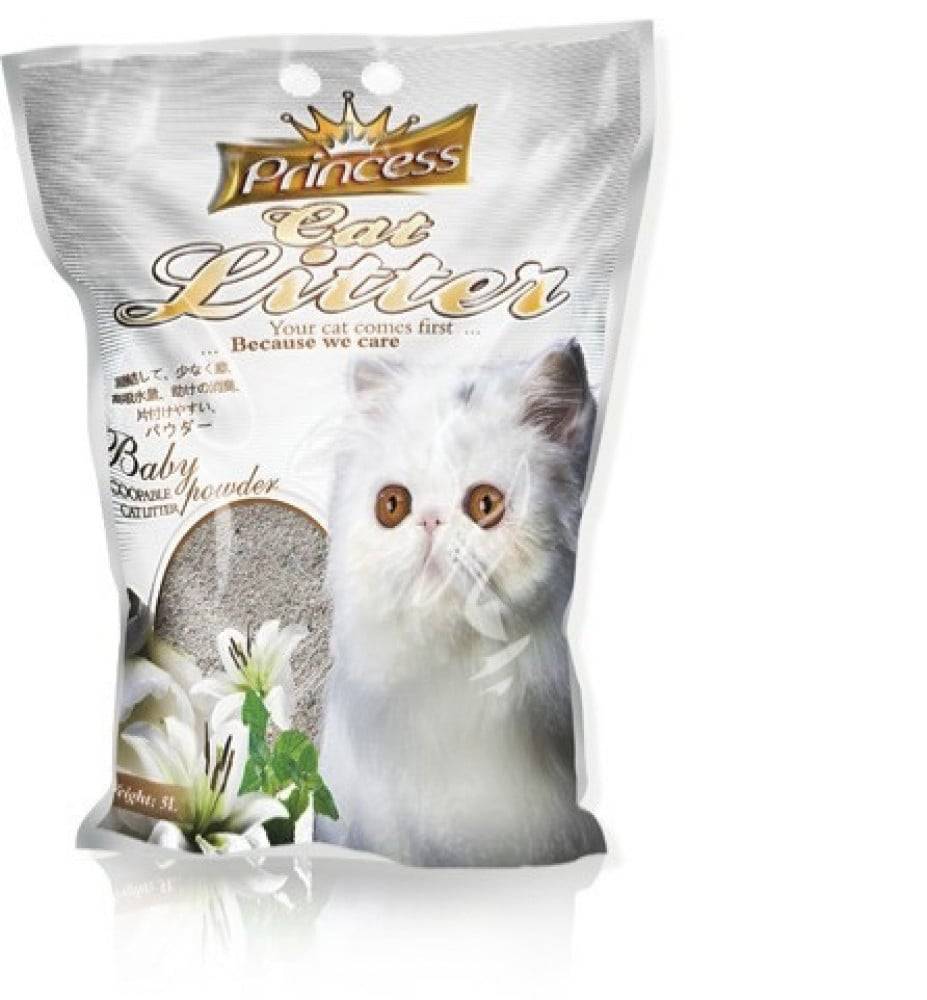 رمل القطط برينسس بيبي بودر عالي التكتل Princess Clumping Cat Litter 5L