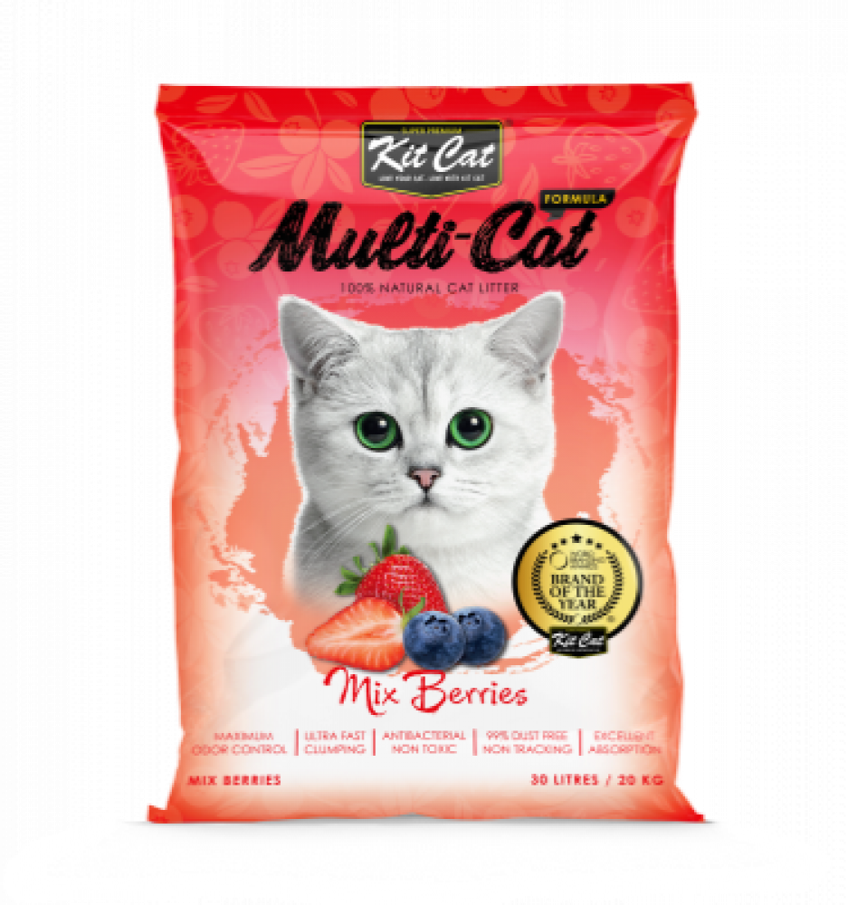 كت كات رمل لجميع انواع القطط خليط التوت والفراولة Kit Cat MultiCat Mix Berries Cat Litter