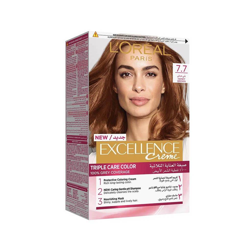 L'Oreal Paris Excellence Triple Care Hair Dye Cream - Hazel Brown 7.7