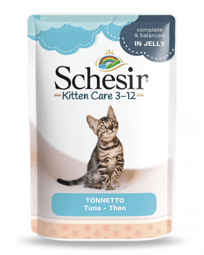 شيزر اظرف التونة الرطبة للقطط الصغيرة في الجيلي Schesir kitten care Tuna in Jelly