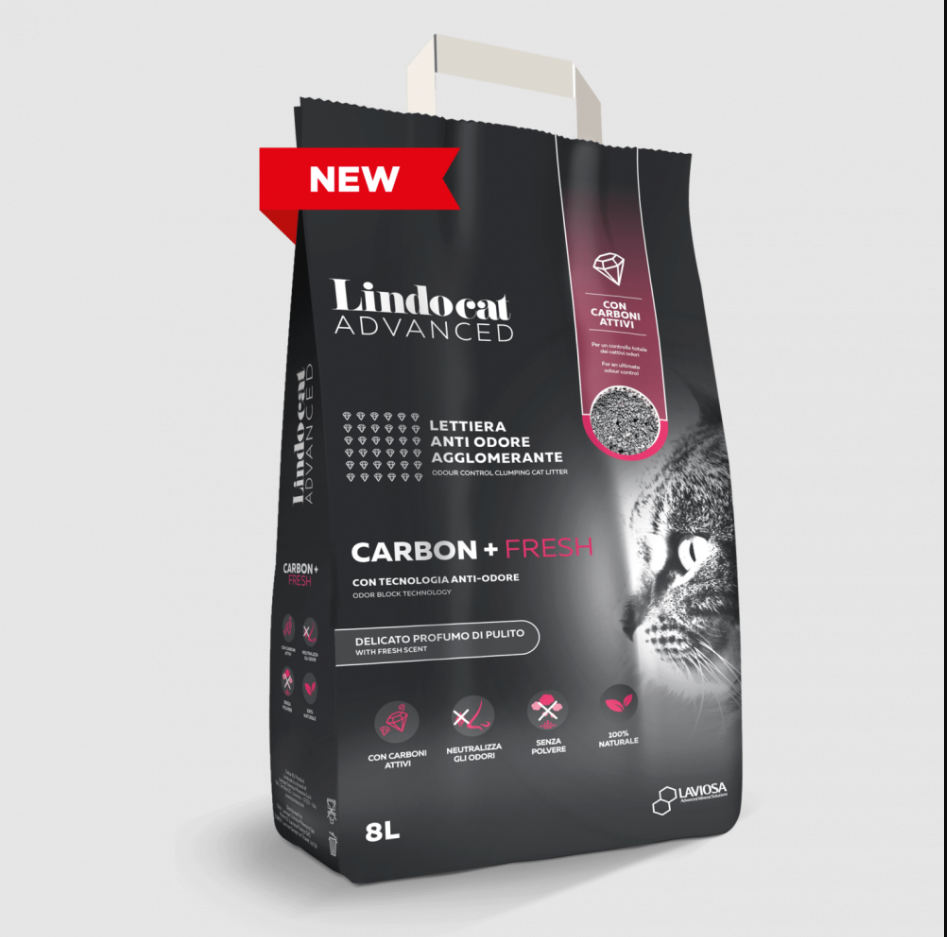رمل ليندو كات مزيل للروائح + مفعول الكربون الطبيعي Lindocat Advanced Clumping Fresh+with Active Carbon