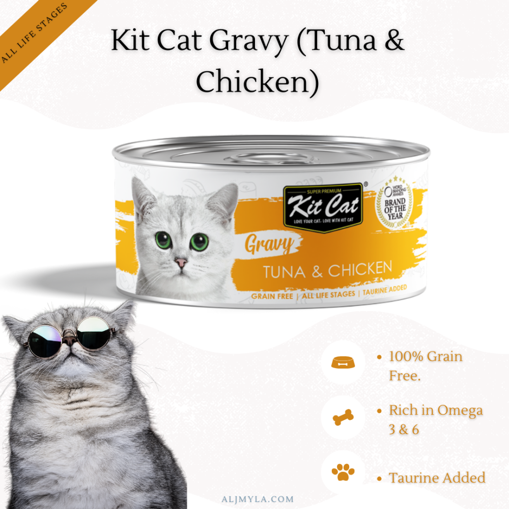 معلبات كت كات جرافي الدجاج والتونة بالمرق Kit Cat Gravy (Tuna & Chicken) Canned food