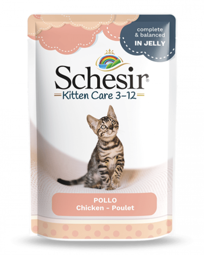 شيزر اظرف الدجاج الرطبة للقطط الصغيرة في الجيلي Schesir kitten care Chicken in Jelly