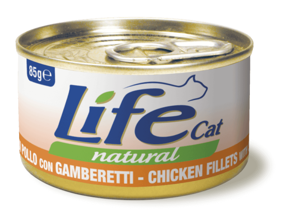 لايف كات معلبات الدجاج مع الجمبري Life cat | Natural wet food - Chicken fillet with Shrimp