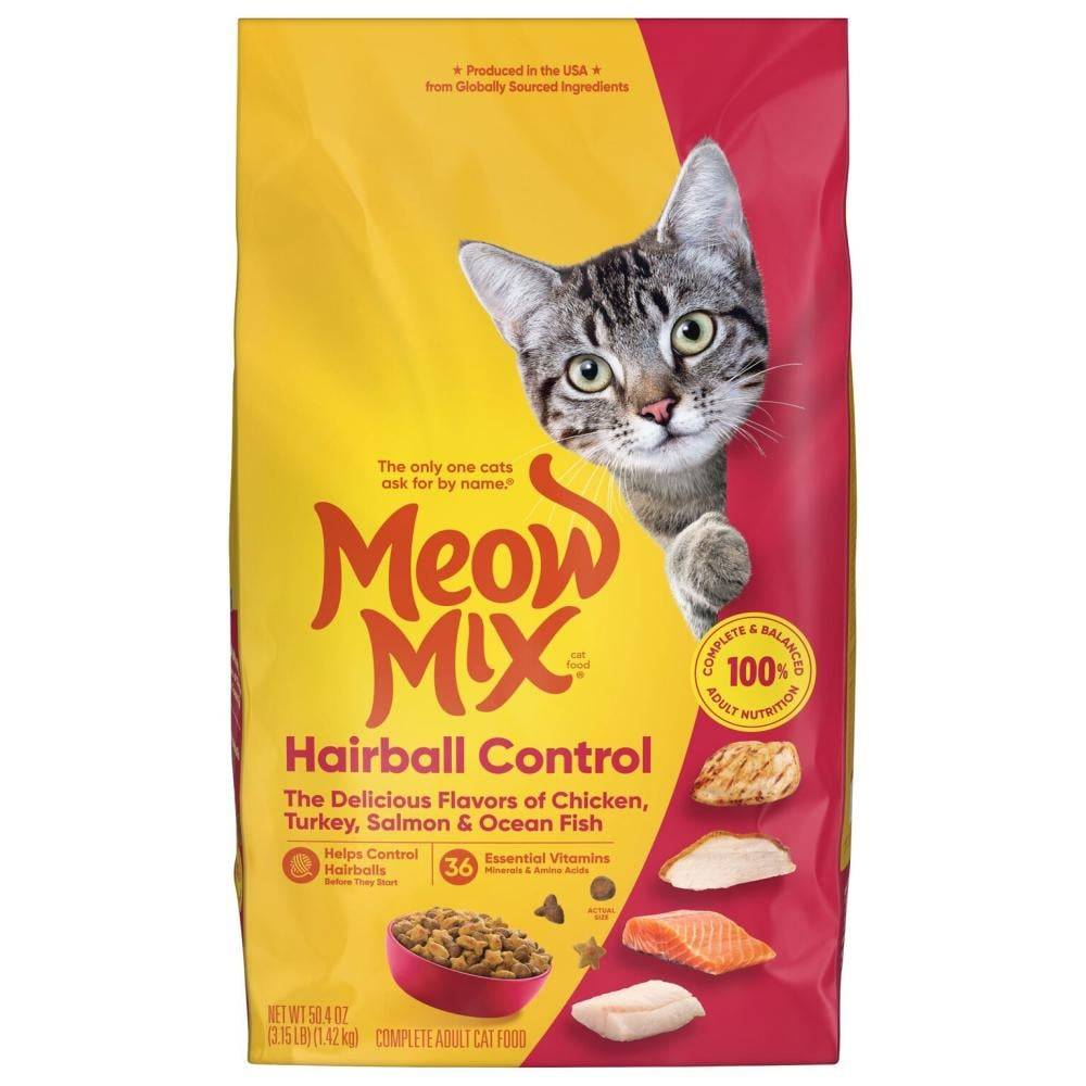 Meow Mix Hairball Control Dry Cat Food 2,86kg مياو مكس طعام القطط الجاف للتخلص من كرات الشعر 2,86 كغ