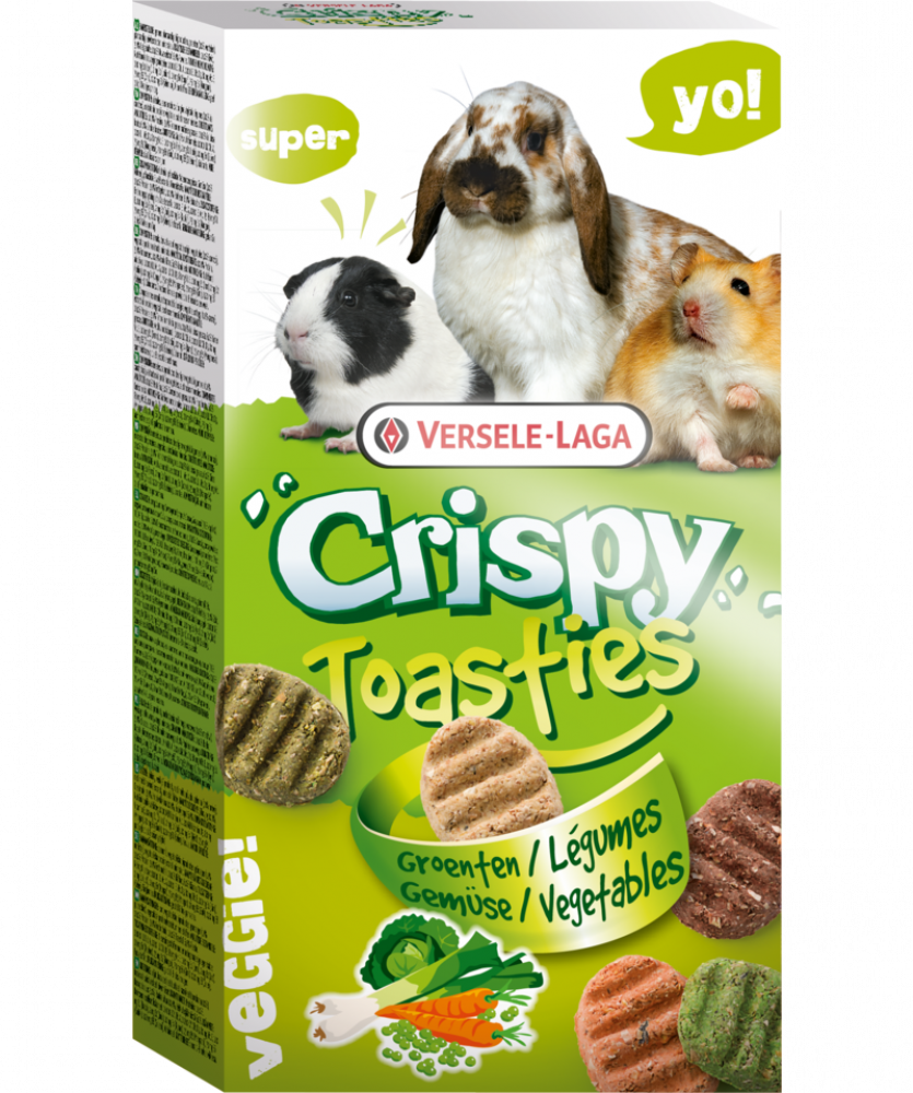 فیرسل لاقا كريسبي وجبة خفیفة للهامستر والارانب البسكويت والخضار المقرمش 150غ Versele Laga Crispy Toasties Vegetables 150g