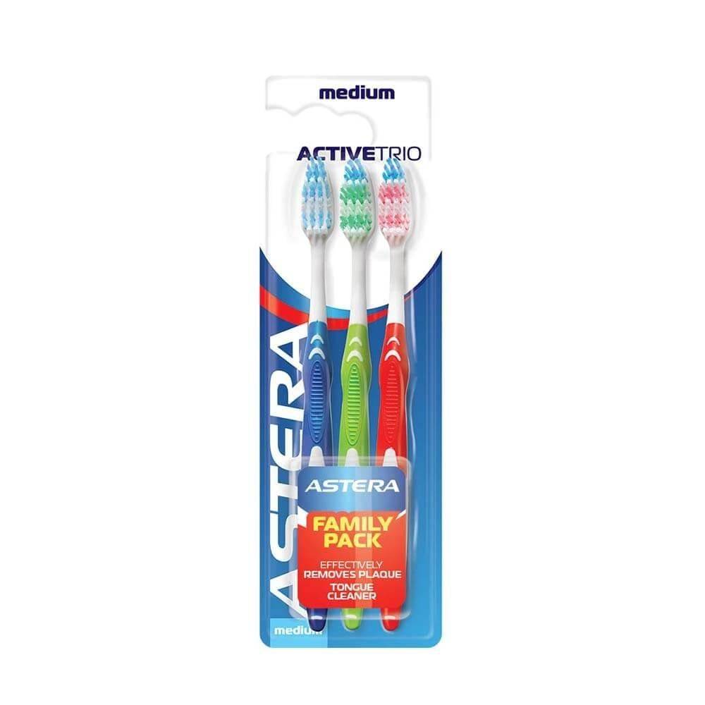 Astera Active Trio Toothbrush Family Pack Medium Bristles