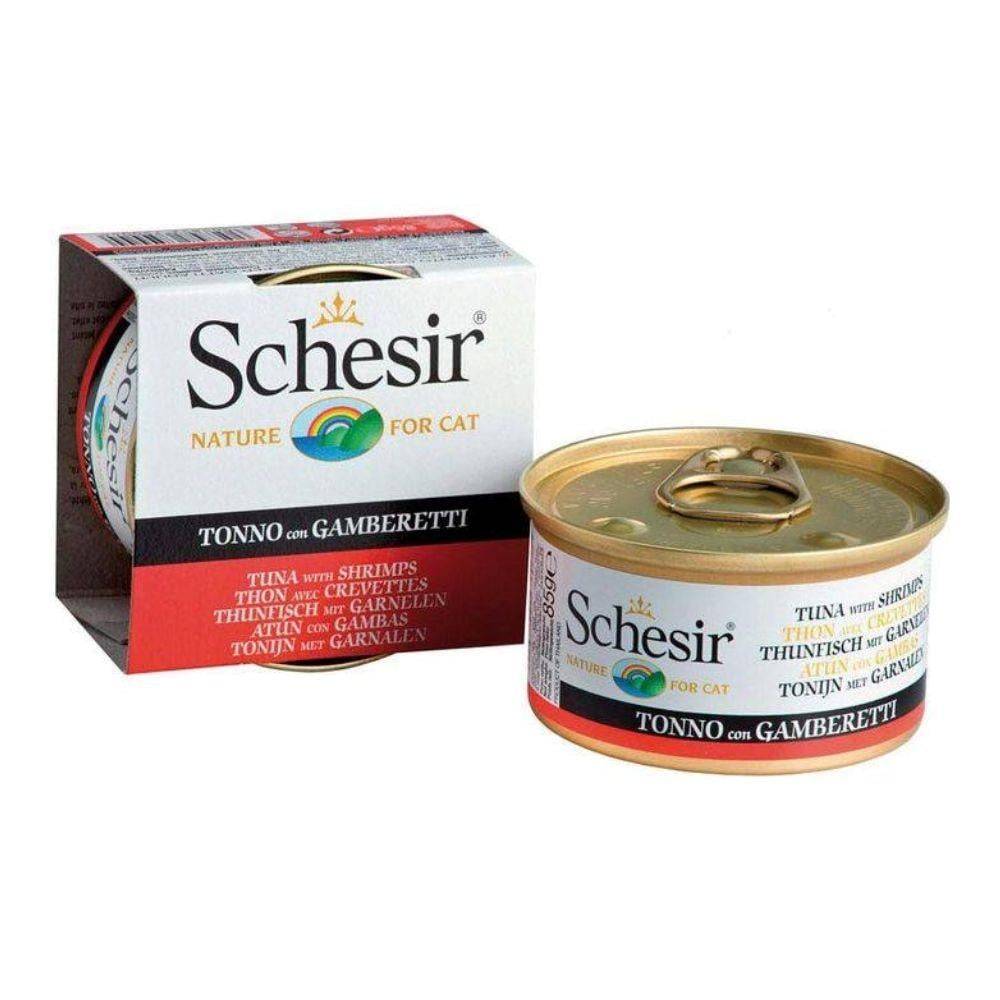 شيزر معلبات التونه مع الجمبري في الجيلي (طعام رطب للقطط البالغة) Schesir Tuna with Shrimps in Jelly
