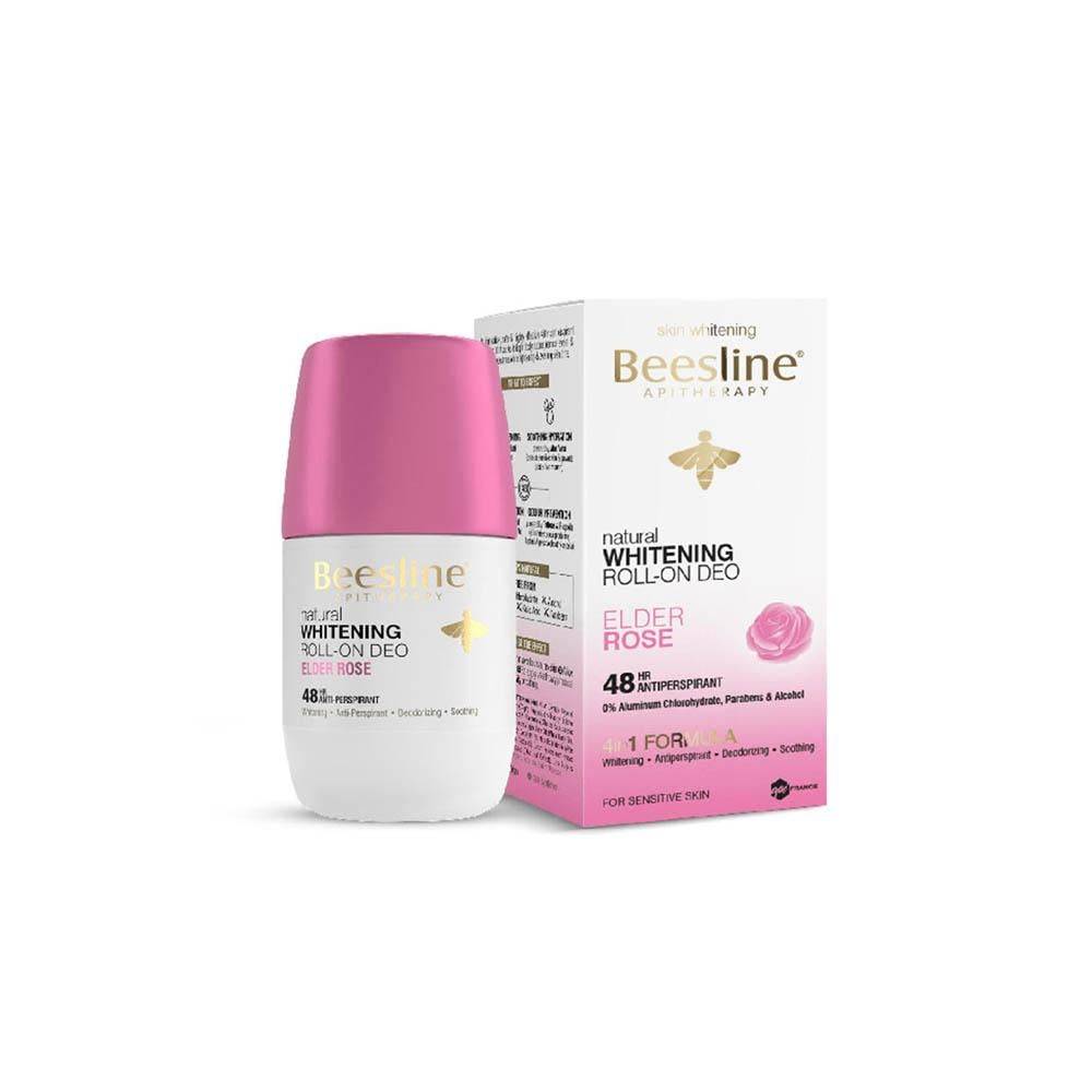 Beesline Roll-On Natural Deodorant for Skin Lightening, Rose Scent - 50 ml