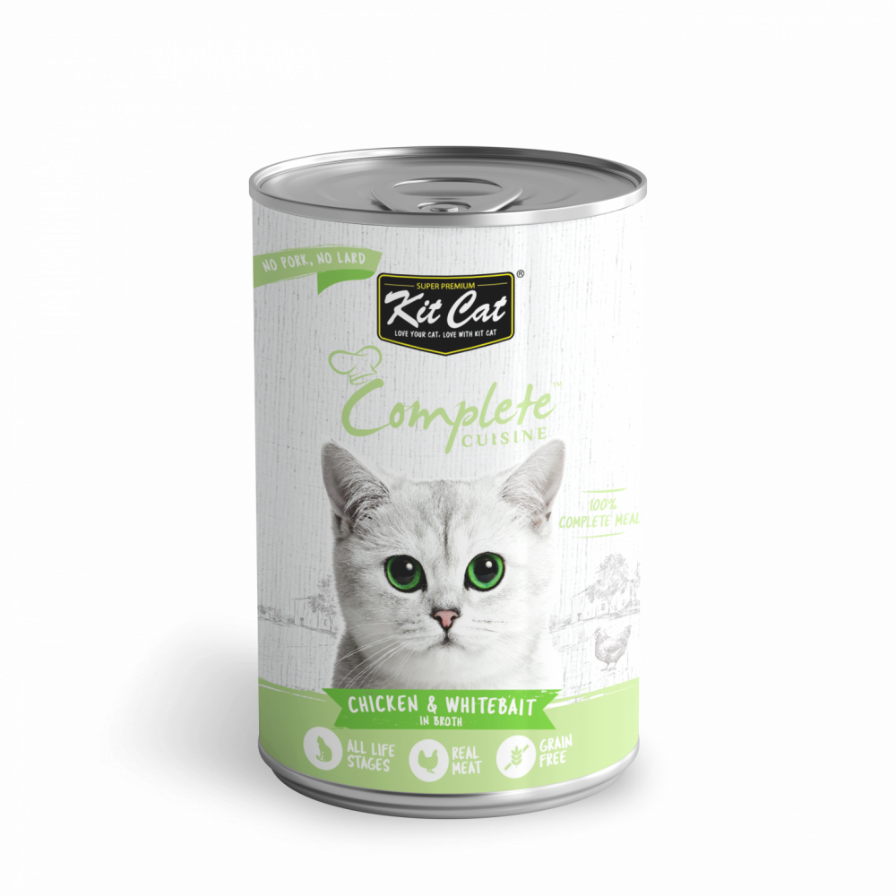 كت كات وجبة كاملة بالدجاج وصغار السمك في المرق 150غ Kit Cat Complete Cuisine Chicken And Whitebait In Broth 150g