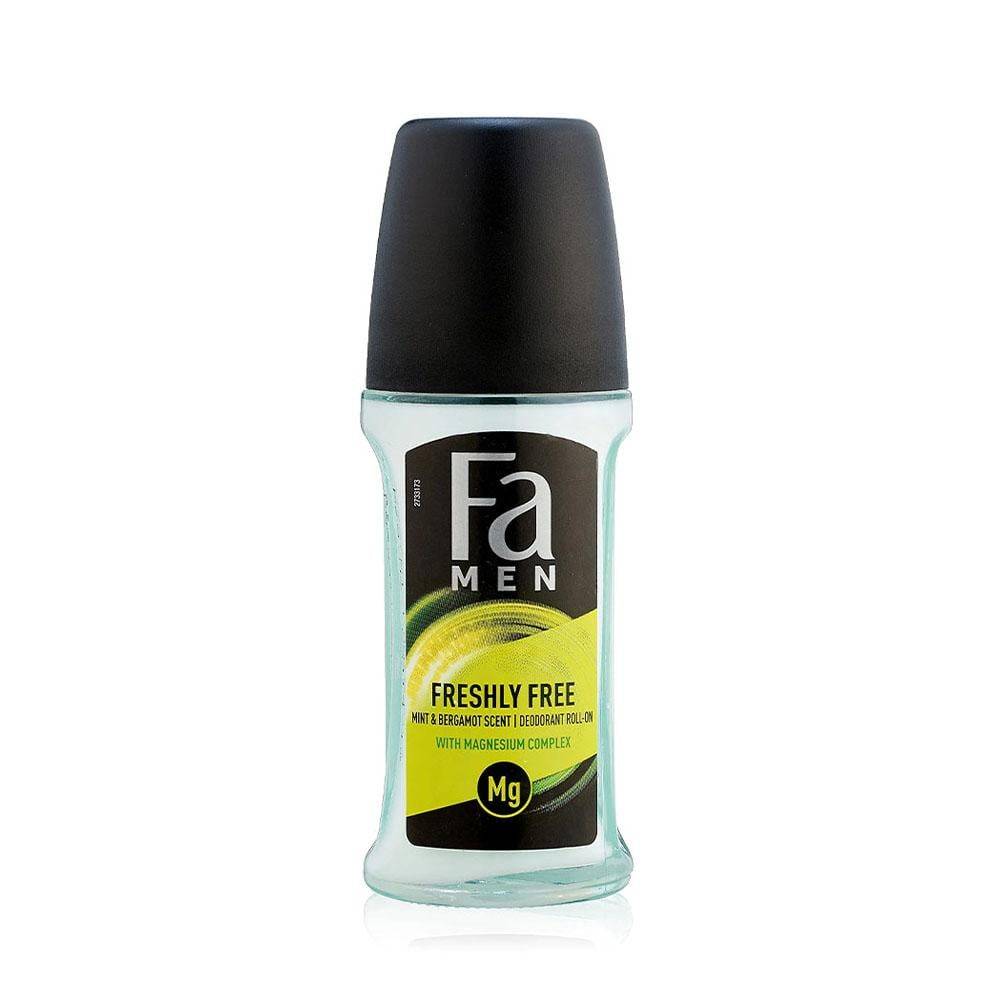 Fa Freshly Free Roll-on Deodorant for Men, Mint and Bergamot Scent, 50 ml