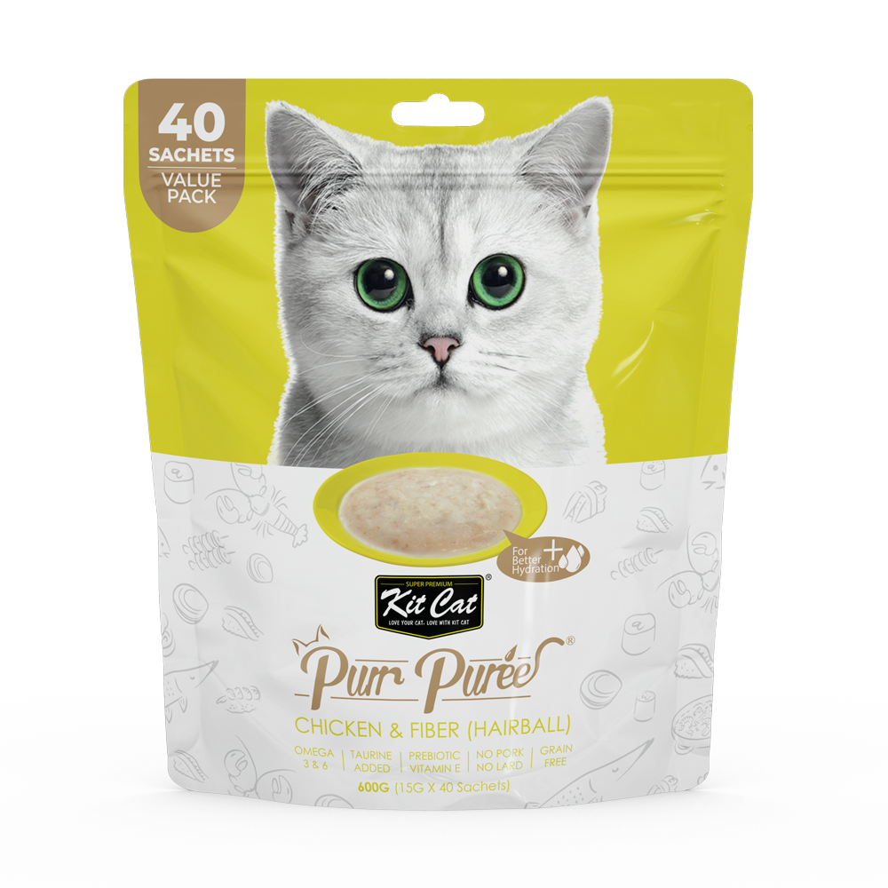 مكافآت قطط كت كات عبوة اقتصادية - هريسة الدجاج والألياف (التحكم في كرات الشعر) KitCat Purr Pree Value Pack – Chicken & Fiber (التحكم في كرات الشعر)
