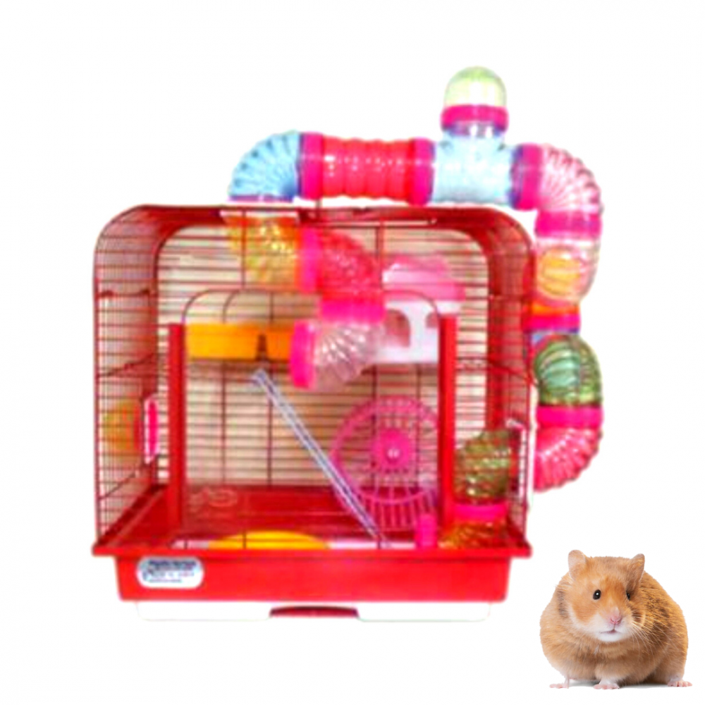 قفص هامستر - مع العاب اضافية وباب شفاف Hamster Cage- With Toys -Clear Door